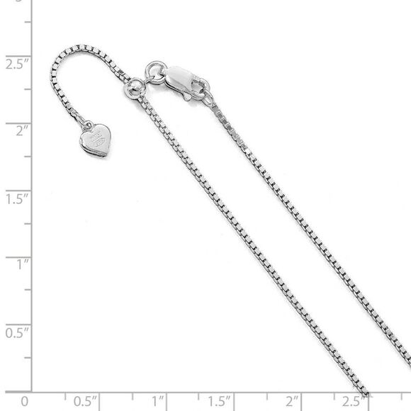 1.15mm Rhodium Plated Sterling Silver Adjust. Box Chain Necklace, 30in - Picture 2 of 5